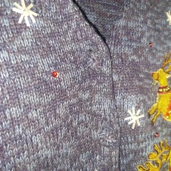 Tiara International Christmas Sweater Vest Santa Flying Reindeer Size XL - Picture 4 of 8